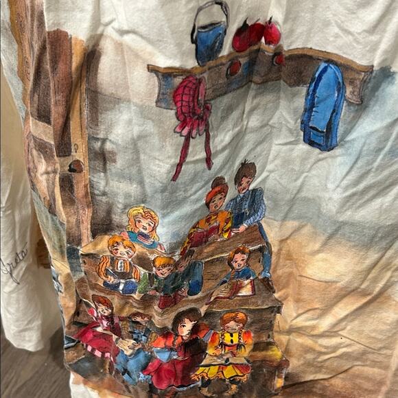 Vintage Apron Dress Schoolroom Class Teacher Greta Hand painted Size Large? - Picture 8 of 13